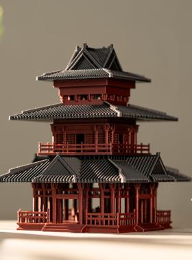 微景观造景古风建筑摆件模型3D打印亭台楼阁亭子鱼缸水陆缸盆景