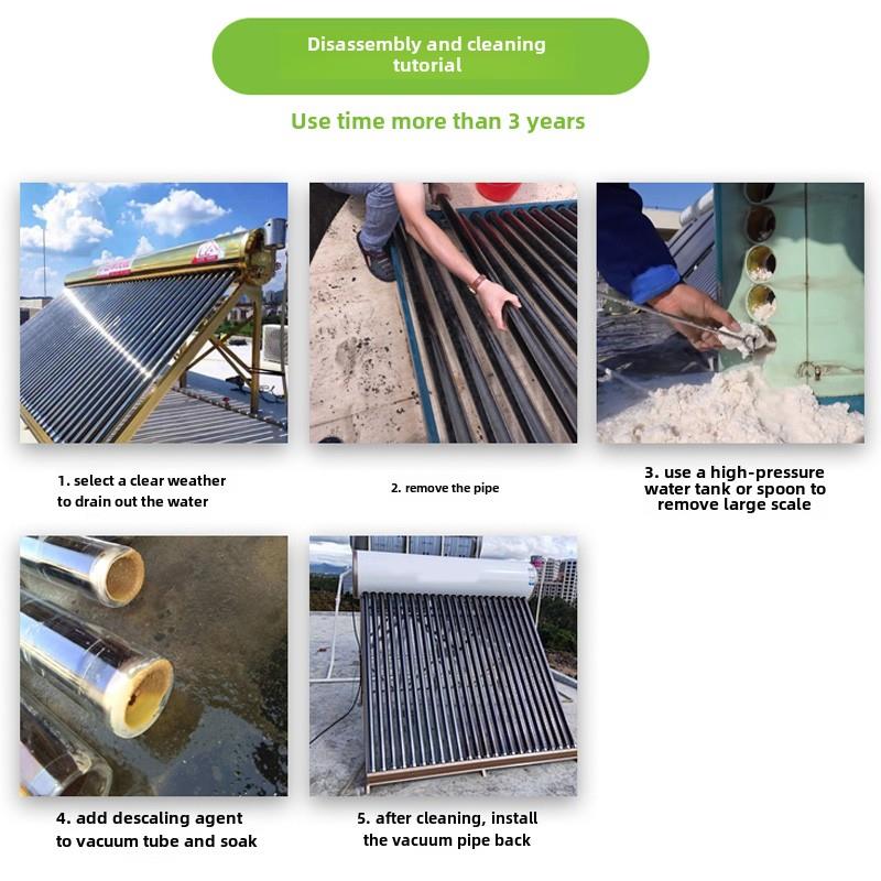 Powerful vacuum tube solar special no-disassembly cleaning and descaling agent for boilers, water heaters and water tanks