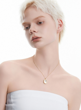 黛西法罗蝴蝶系列轻奢质感k金白色贝珠吊坠复古小众金色项链女款