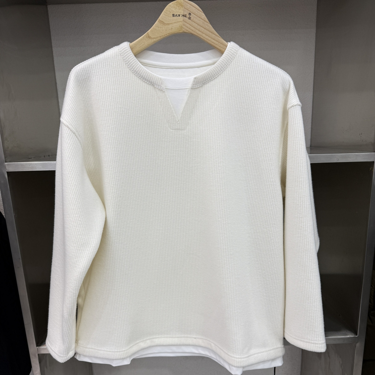 高街2025冬季新款美式宽松休闲V领假两件长袖加绒卫衣针织打底衫,淘宝优惠券,粉丝福利购,淘宝优惠卷