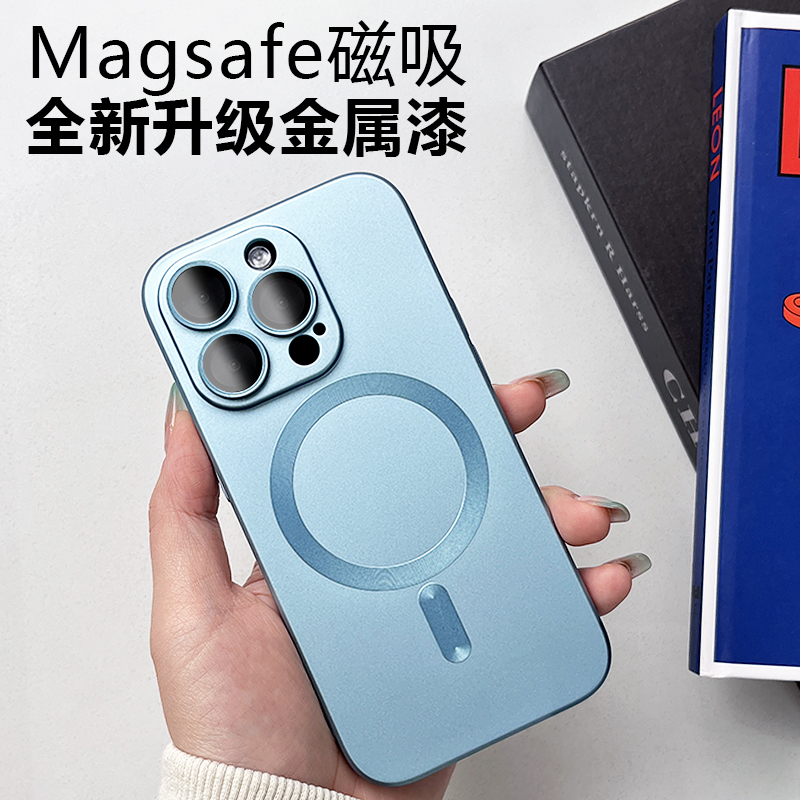 iphone14手机壳磁吸magsafe无线充电苹果13promax保护套自带镜头膜全包防摔12pro新款高级感磨砂适用14plus软 - 图1