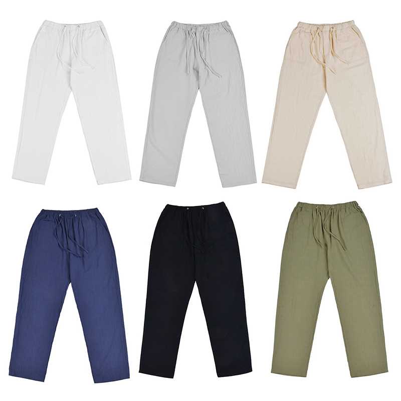 Men's Linen trousers Elastic Waists Loose Pants Fahion Casua - 图2