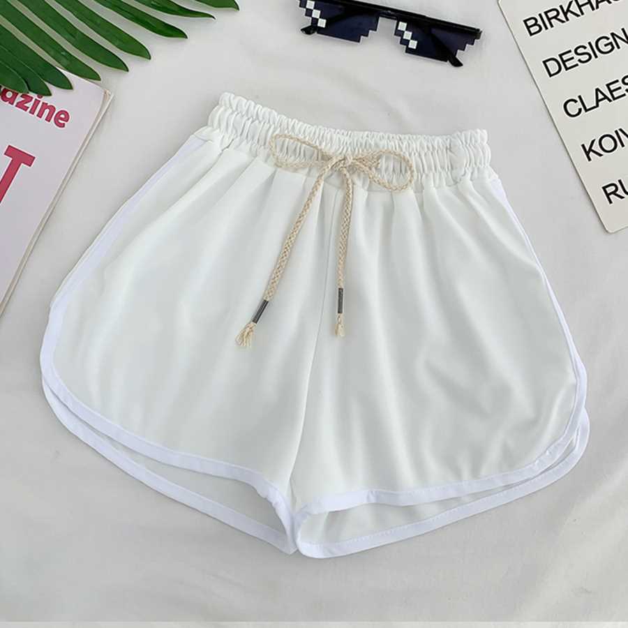 Lace Up Casual Summer Shorts Women Simple Elastic Slim Strai - 图2