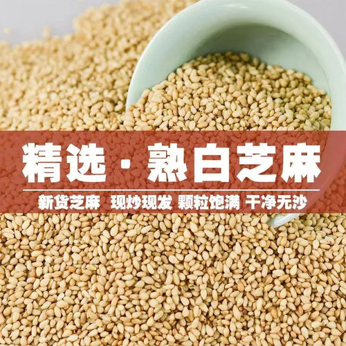 白芝麻熟白芝麻香浓酥脆熟芝麻即食家用厨房烘焙火锅烧烤撒料调味 - 图1