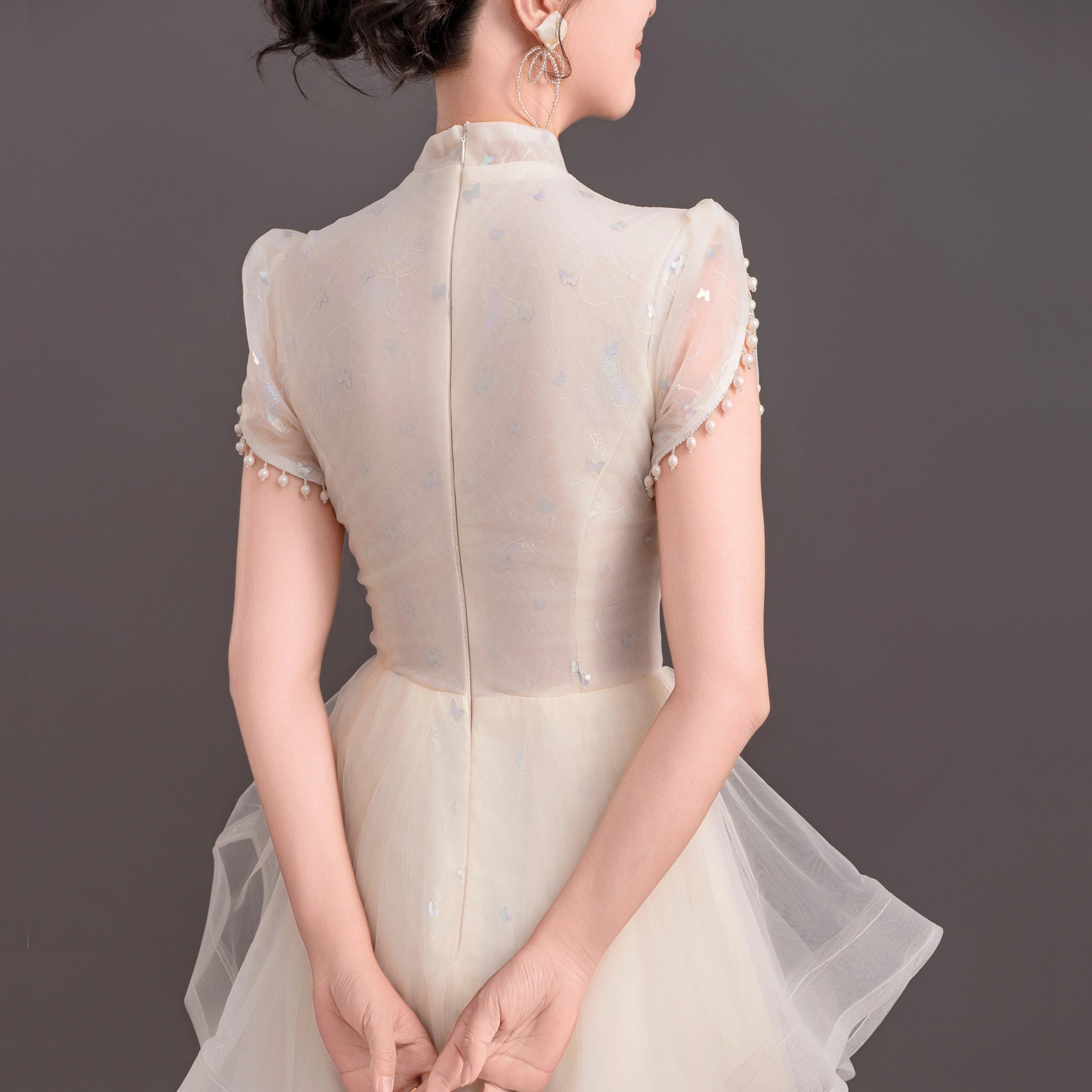 香槟色晚礼服女新款轻奢小个子生日伴娘成人礼礼服高端轻奢高级感 - 图3