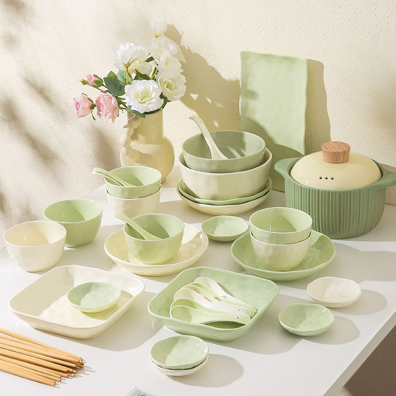 奶油风碗碟套装家用陶瓷清新碗具2024年新款礼品送礼碗盘碗筷餐具,淘宝优惠券,粉丝福利购,淘宝优惠卷