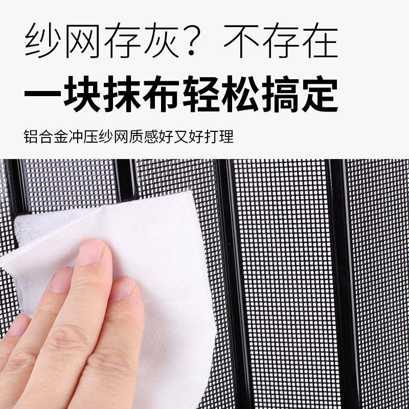 隐形金刚网折叠纱门带锁防盗防猫防狗防蚊推拉铝合金家用纱窗自装 - 图2