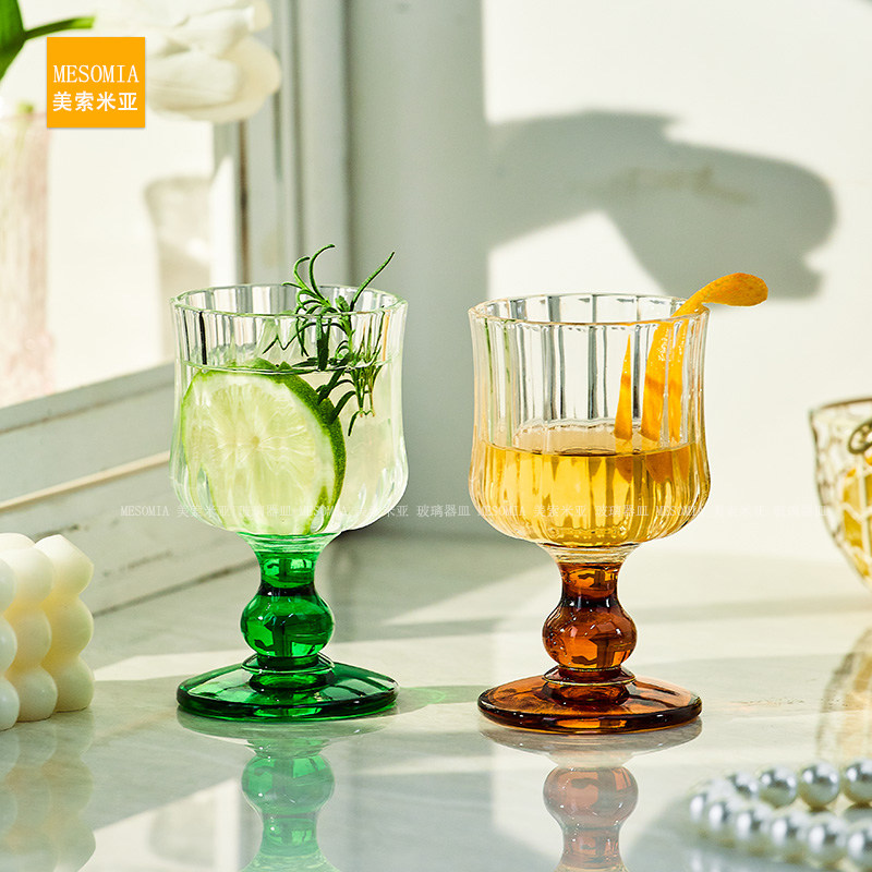 美索米亚ins风高颜值玻璃杯家用高脚红酒杯果汁香槟杯中古水杯,淘宝优惠券,粉丝福利购,淘宝优惠卷