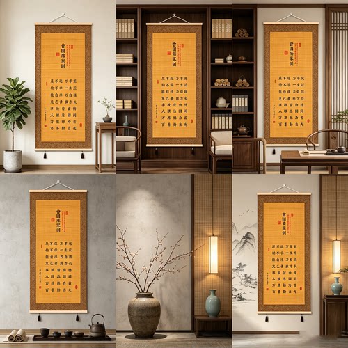 曾国藩家训家规励志书法竹丝挂画客厅玄关茶室新中式竹编字画卷轴 - 图0