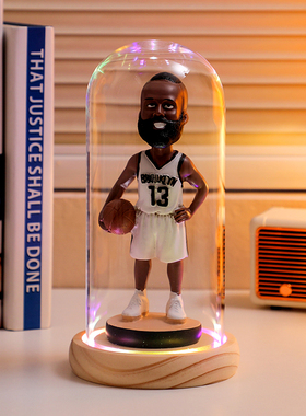 科比詹姆斯摆件NBA篮球球星手办灯光玻璃罩送男朋友520情人节礼物