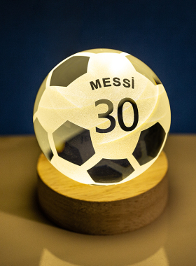 C罗梅西发光水晶球足球高级感