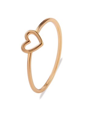 Simple Hollow Heartshaped Ring Korean Style Copper Jewelry E