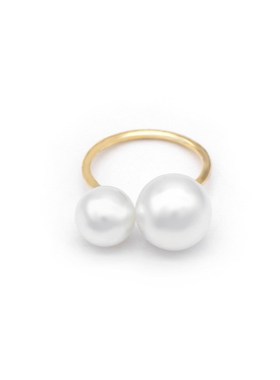 J588 J588 Korean Ring Double Pearl Open Ring Minimalist Exag