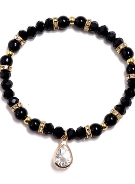 Simple Fashion Color Bead Crystal Bracelet Elastic Girls Han