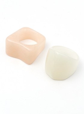 ins 2 2Piece Geometric Resin Rings Japan Korea Ins Simple Ch