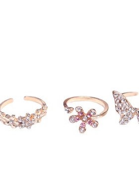 Korean Butterfly Zircon Full Diamond Shiny Flower Ring Korea