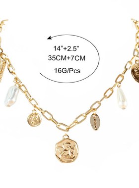 Vintage Alloy Human Head Square Pendant Necklace for Women 1