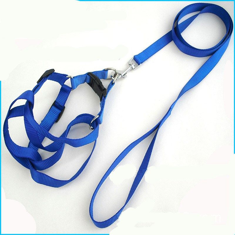 Pet Supplies Plain Nylon Pet Chest Harness and Dog Leash - 图1