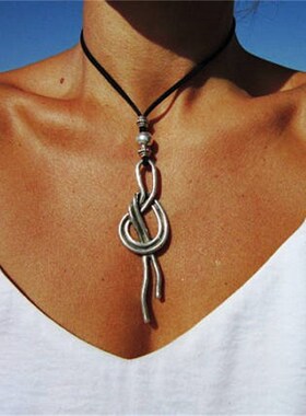 Korean Velvet Alloy CCB Long Knot Pendant Vintage Fashion Ne