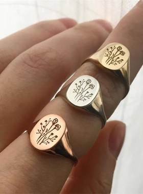 Rose Flower Pattern Ring European and American Fashion Acces