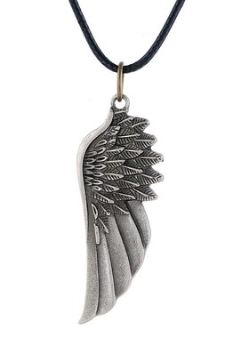 Retro Alloy Angel Wings Mens Necklace Simple Wings Pendant F