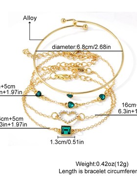 European and American Bracelets Vintage Green Diamond Inlaid