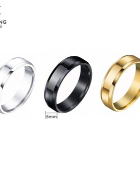 Engravable Double Beveled Rings Titanium Steel Rings for Eur