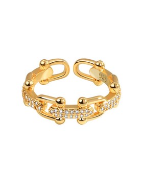 Chain Hollow Open Ring Womens Ins Simple Horseshoe Buckle Fa