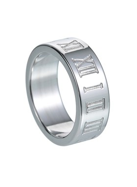 Stylish Mens EuroAmerican Jewelry Roman Numeral Ring Titaniu