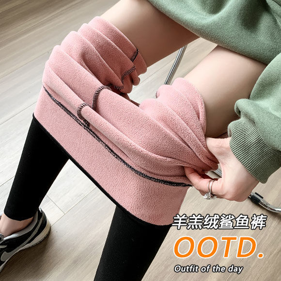 加绒鲨鱼裤女外穿秋冬季加厚保暖高腰打底裤