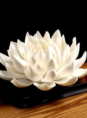 东方泥土陶瓷莲花摆件手工工艺品客厅桌面装饰家居饰品/帝王莲D04