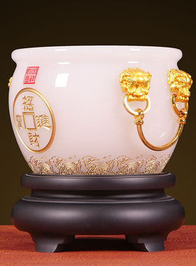 泰和君瓷琉璃聚宝盆摆件公司开业乔迁礼品办公室桌面客厅酒柜电视