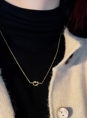 英国Chrry Koop打个心结项链女钛钢不掉色锁骨链短款爱心简约