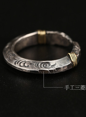 英国chrry koop925银戒指男潮人配饰手工远古矛头开口戒三菱食指