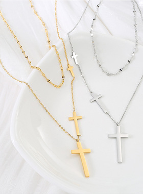 英国chrry koop钛钢小众双层项链女chocker锁骨链ins简约森系