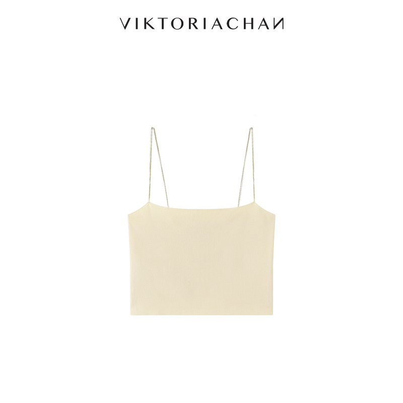 VIKTORIACHAN24SS春夏成衣系列 一字领细肩带针织背心上衣 - 图3