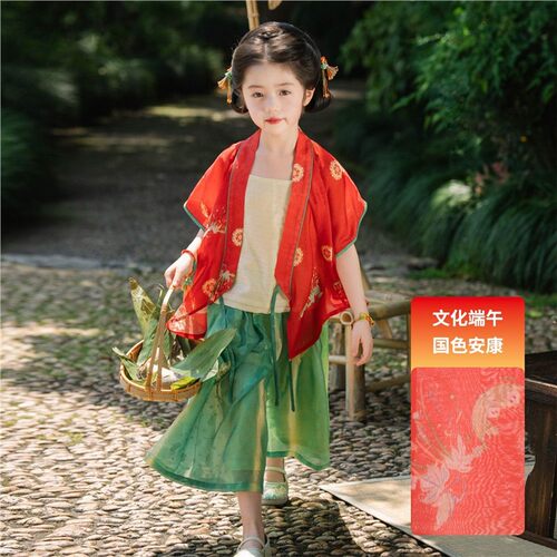 2026新款女童新中式国风服装改良汉服童装夏季薄款套装端午节爆款 - 图0