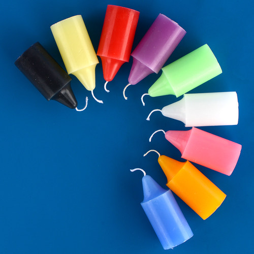 矮小短粗款马卡龙多彩黑色无味绿蜡烛普通照明装扮手工实验紫蓝腊 - 图1