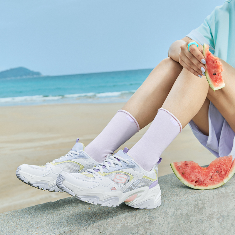 Skechers斯凯奇机甲鞋女V2二代彩虹神兽秋季运动休闲跑步鞋896004-图1