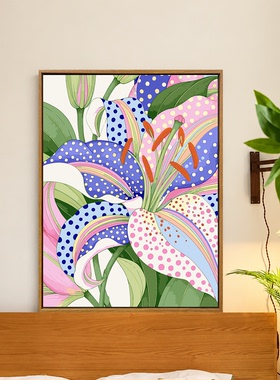 小众波点花卉diy数字油画装饰画