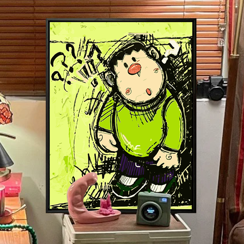 胖虎潮流丙烯画数字油画diy填充填色手工绘卡通涂鸦油彩画装饰画