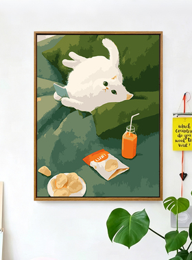 躺平小猫咪diy数字油画装饰画