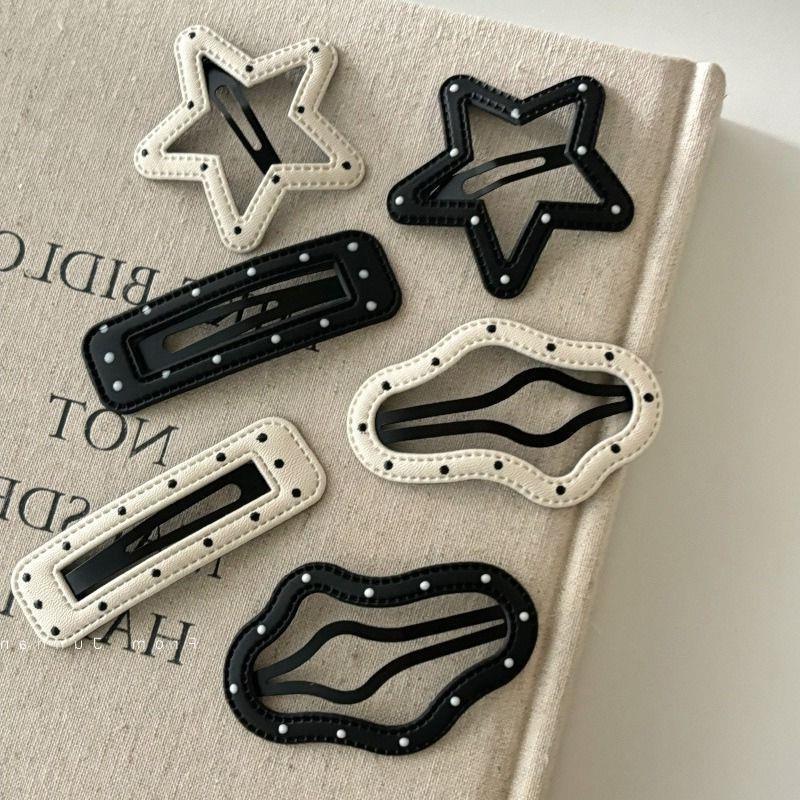 波点皮质五角星发夹云朵BB夹侧边刘海夹边夹发卡发饰头饰新款 - 图0