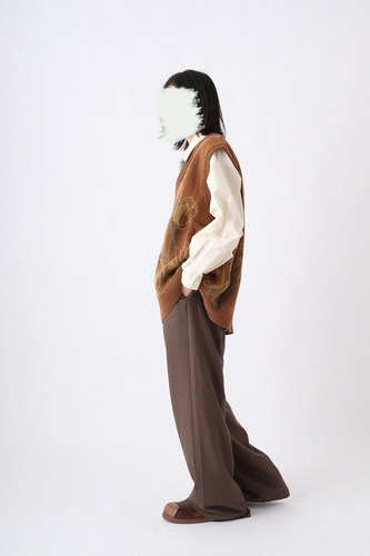 No sense无感官 日系复古男女慵懒宽松廓形毛衣背心提花针织马甲 - 图2