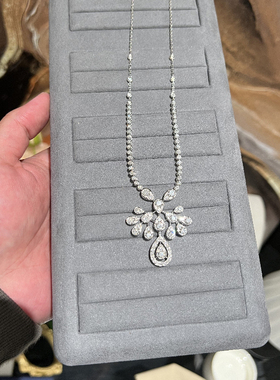 珠宝高级定制18K白金Josephine天然钻石水滴形约瑟芬满钻项链