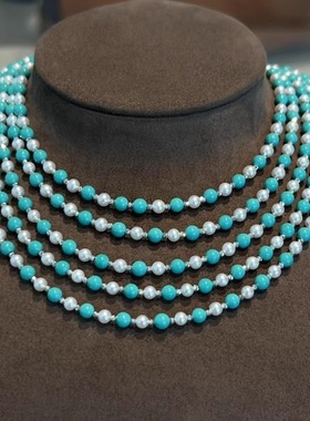 18K金奶油湖水绿松石满天星项圈