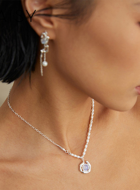 DAISYBEAUTY湛蓝蛋白石珍珠项链