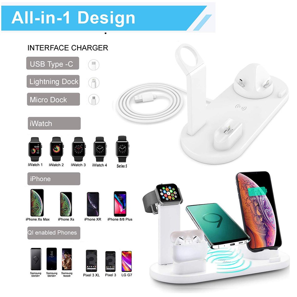 KEPHE 4 in 1 Wireless Charger Induction Charger Stand  iPhon - 图0