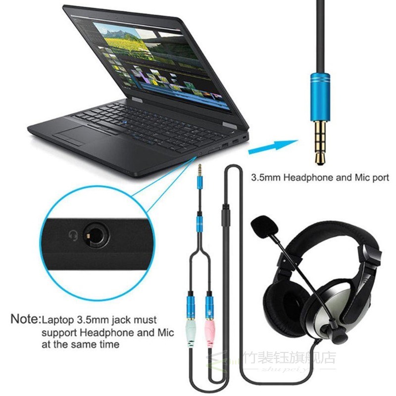 2 in 1 3.5mm Stereo Audio Headphone Jack Male to Female Head - 图3