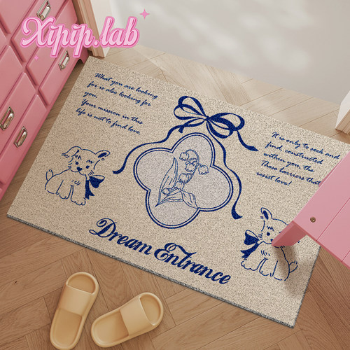xipiplab入户门地垫法式插画耐脏pvc丝圈可裁剪进门门口脚垫地毯 - 图2